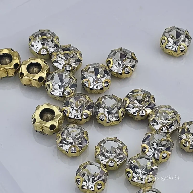 Halvpärla 6mm: Strass, guldig botten - ca25st - Bild 2